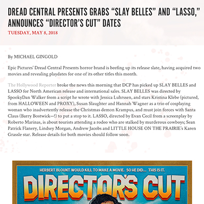 DREAD CENTRAL PRESENTS GRABS “SLAY BELLES” AND “LASSO,” ANNOUNCES “DIRECTOR’S CUT” DATES